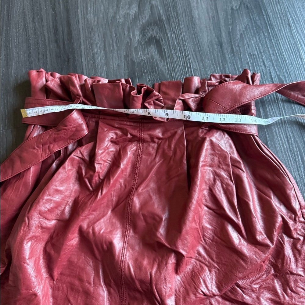 Alice + Olivia Deep Red Faux Leather Mini Skirt - Picture 7 of 8